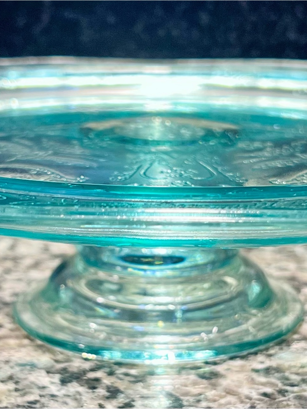 Embossed Glass Serving Platter - Aqua Green - Picture 2 of 9